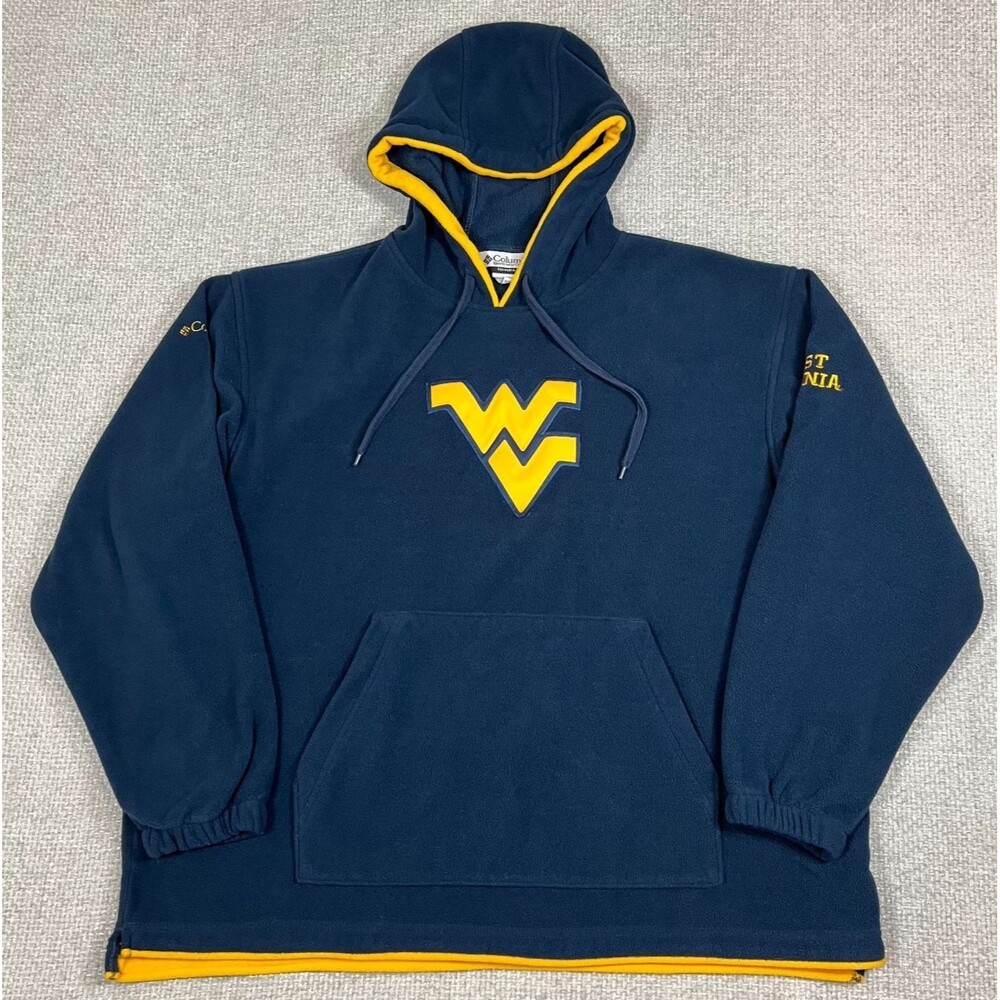 Columbia West Virginia Mountaineers Hoodie Men's Large Blue Pull Over Sweatshirt